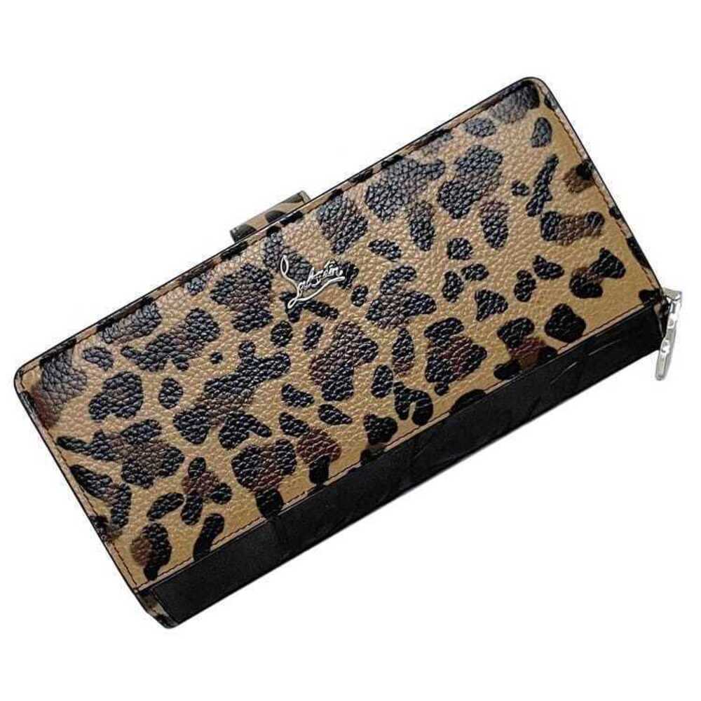 Christian Louboutin Bifold Long Wallet Leopard Paloma Rio Sole Leather Red